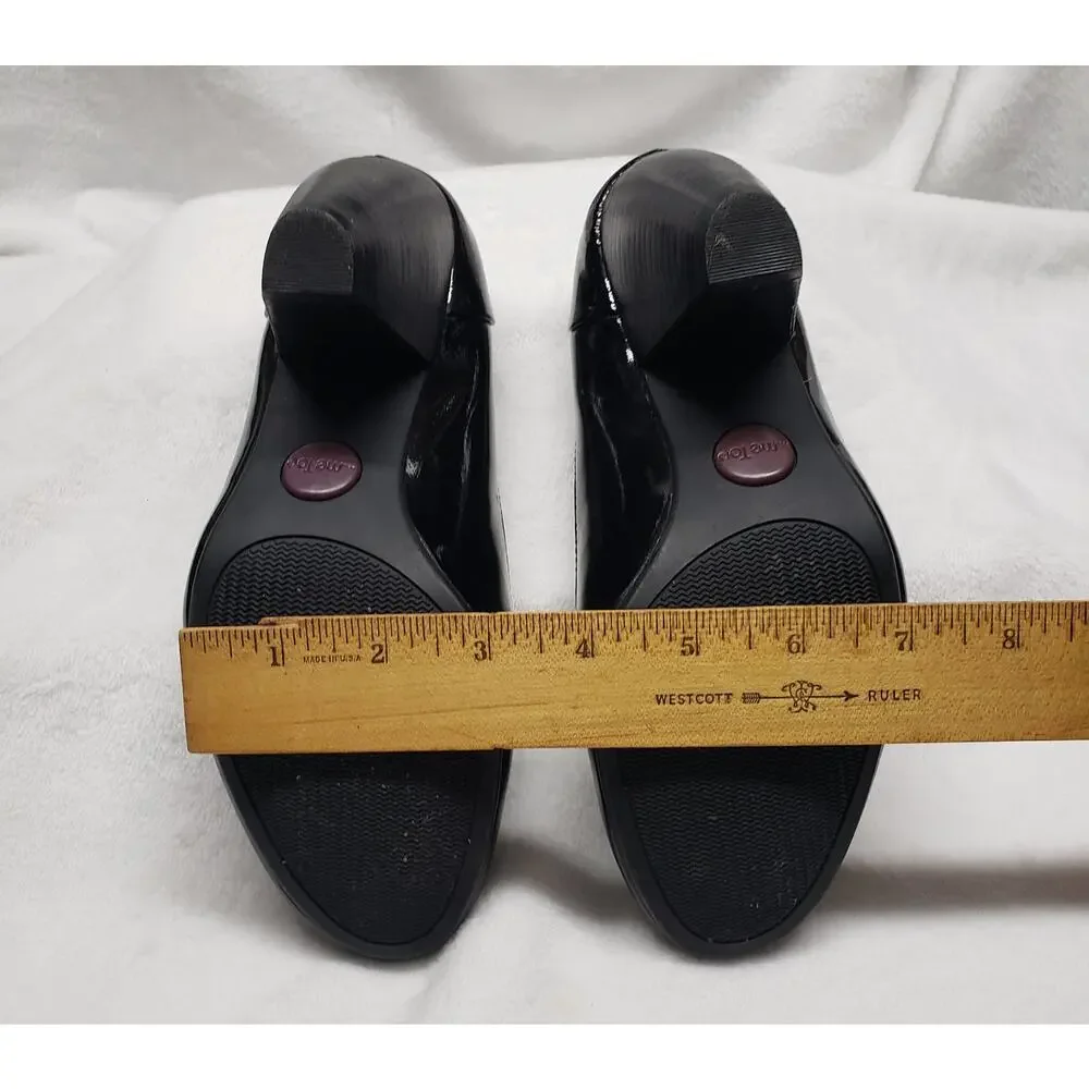 Me Too Black Patent Leather Heels 7 Office Siren 90s Minimalist Fairy Chunky